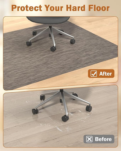 Blvornl Office Chair Mat for Hardwood Floor, 47.2"*60" Desk Computer Chair Mat for Hard Wood, Large Anti-Slip Hard Floor Protector Rolling Chair Mat, PVC Mat Desk Rug for Office and Home Dark Brown