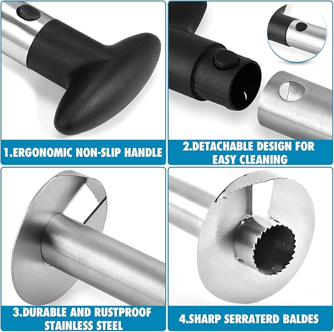 Pineapple Corer and Slicer Tool, Stainless Steel Pineapple Core Remover Tool,Stainless Steel Pineapple Cutter for Home Kitchen with Sharp Blade for Diced Fruit Rings