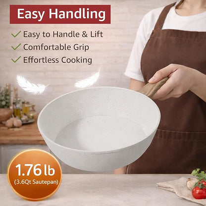 24-Piece Pots and Pans Set Non Stick, Titanium-Reinforced Ceramic Cookware Set, Long-Lasting Nonstick, PFAS-Free, Induction Compatible, Complete Kitchen Set for Everyday Cooking