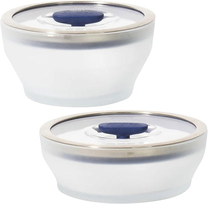 Anyday 4-Pc Microwave Cookware & Glass Food Storage Set with Glass Lids | Medium Plastic-Free Containers | Stackable Steamer with Vented Lid for Microwave-Safe Reheating & Steaming Vegetables, Rice