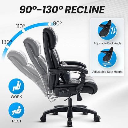 Big and Tall Office Chair, 500LBS Heavy Duty Massage Desk Chair, Ergonomic Executive Office Chair with High Back and Lumbar Support, Black