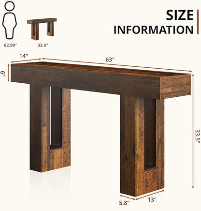 63 Inches Long Console Table for Entryway with Drawers, Wooden Sofa Table Behind Couch, Entry Table for Living Room, Foyer, Hallway, Distressed Brown