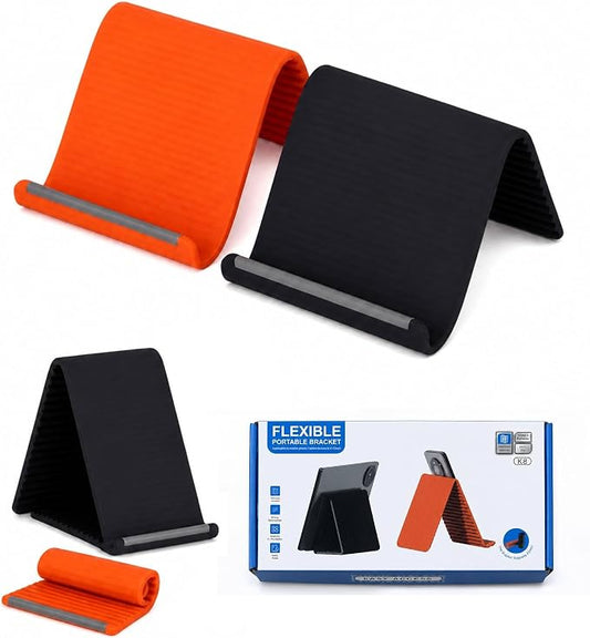 2PCS Flexible Silicone Phone Stand with Aluminum Core, Bendable Hanging Cell Phone Holder for Desk, Travel Airplane, Treadmill, Multi-Angle Adjustable Tablet & Lightweight Laptop Stand