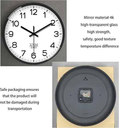 XNM Decorative Wall Clocks Battery Operated 14 Inch White Classic Wall Clock for Living Room Office Modern Minimalist Wall Clock Silent