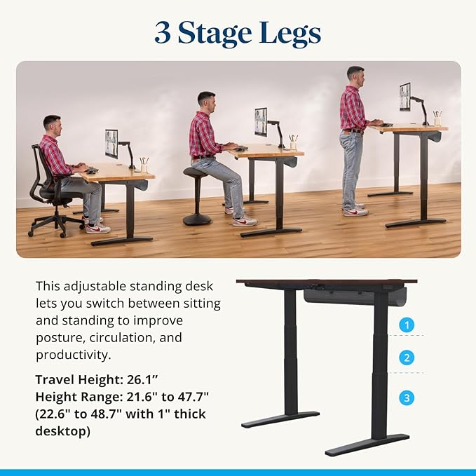UPLIFTDESK V3 2-Leg Black Laminate Wood Standing Desk – Adjustable Height, Advanced 1-Touch Memory Keypad, Under Desk Cable Management, Wire Grommets & Rocker Board (Black C-Frame, 42 x 30 inch)
