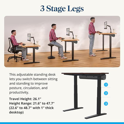 UPLIFTDESK V3 2-Leg Black Laminate Wood Standing Desk – Adjustable Height, Advanced 1-Touch Memory Keypad, Under Desk Cable Management, Wire Grommets & Rocker Board (Black C-Frame, 42 x 30 inch)