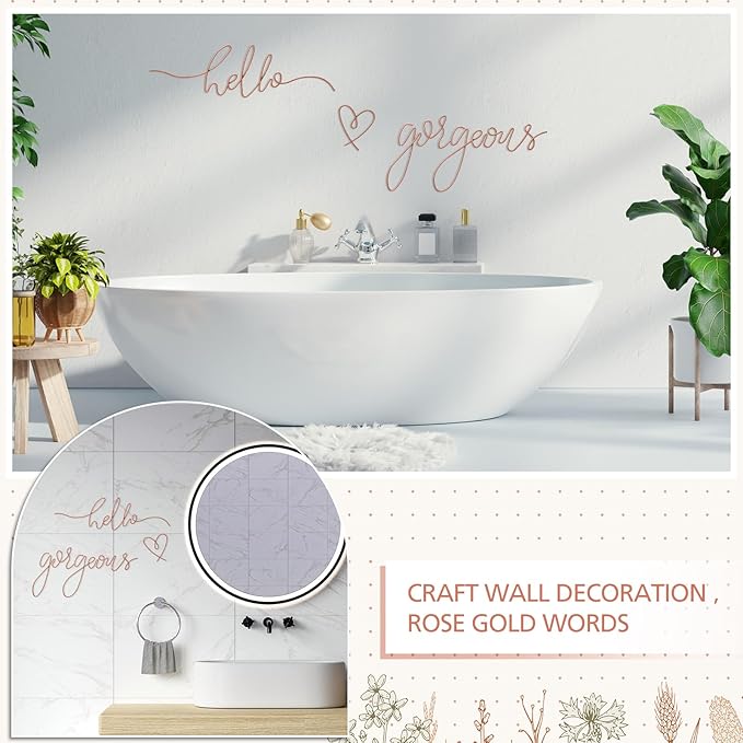 Hicarer Hello Gorgeous Metal Wall Art Decor Minimalist Decoration Metal Hello Gorgeous Decorative Sign for Living Room Office Bedroom Hotel Home Wall Decoration(Rose Gold,Classic Style)