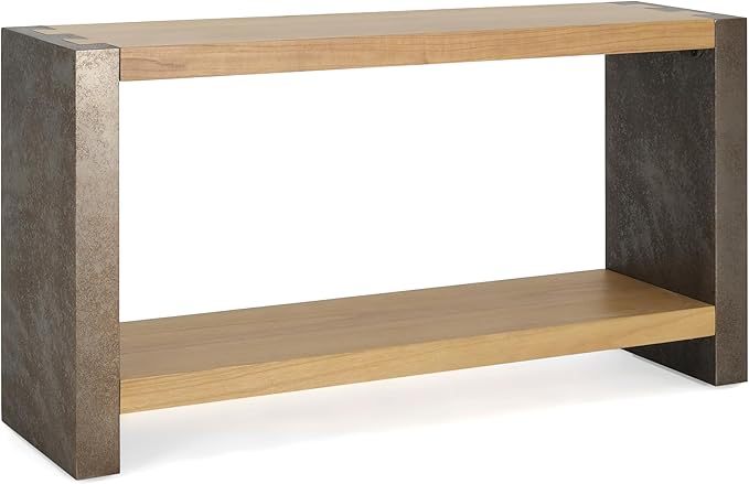 Amposei Farmhouse Minimalist Entryway Console Table 59-Inch Long Entry Sofa Table with Storage Shelf for Living Room Hallway Bedroom Accent Furniture, Brown