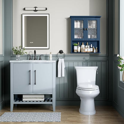 Wall Mount Bathroom Storage Cabinet, Medicine Cabinet with Tempered Glass Door and Buffering Hinge Over Toilet Storage Cabinet Wall Mounted Organizer Above Toilet Storage (Ultramarine)