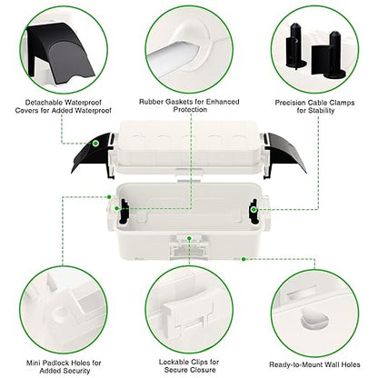 Flemoon [2 Pack] IP55 Small Outdoor Electrical Box Waterproof (Inner 5.9 x 3.2 x 1.8inch), Extension Cord Cover with Detachable Awning Covers for Plug, Outlet, Holiday Lights, White