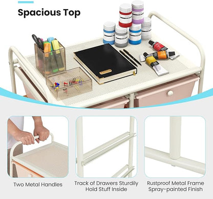 Giantex 10 Drawers Rolling Cart, Classroom Organizers, Storage Cart with Wheels, for Teacher Office Home School Supplies Tool Craft Art Paper, Multicolor