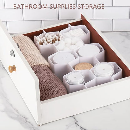 32Pcs Honeycomb Drawer Organizer Divider for Underwear Socks Bras Ties Belts Scarves (112 Slots)