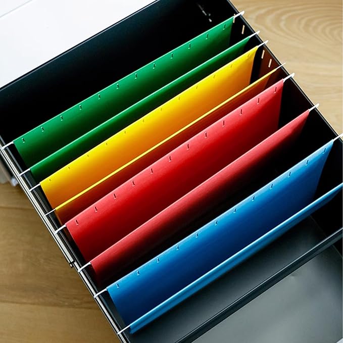 Blue 6 Pack Hanging Colored Folder File Cabinet Organizer Letter Size 1/5 Cut Adjustable Label Decoration Home Office School Classroom