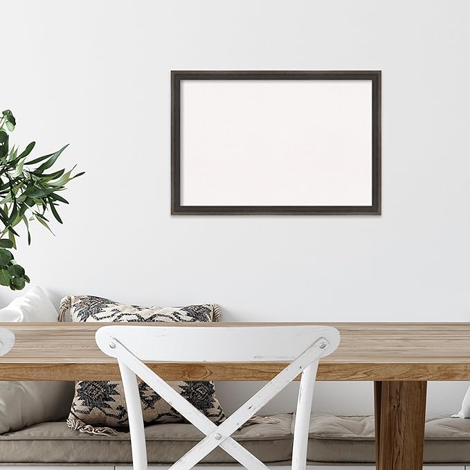 Amanti Art White Cork Board for Wall, 13x19 Vision Board with Brown Wood Frame, Small Corkboard Office Decor for Home Organization, Casual Corkboard Pinboard to Display Items for Home Organization in