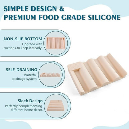 Silicone Soap Dish,Self Draining Soap Holder Perfect for Shower,Bathroom Sink,Kitchen Sink & Travel,Non-Slip Bar Soap Holder Extend Soap Life,Keep Soap Bars Dry & Easy Cleaning Pink-1Pcs
