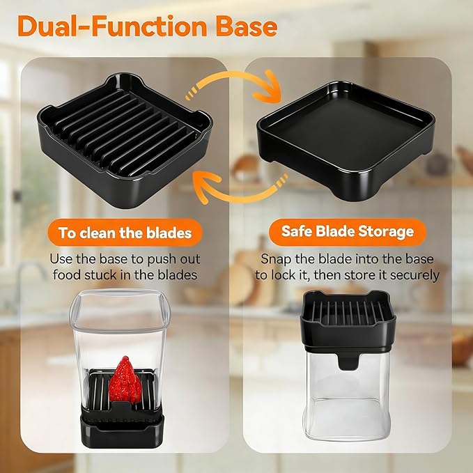 2 Pack Fruit Slicer Cup for Strawberry, Banana, Hard-Boiled Egg - Detachable Cutter with Push Plate - Rapid & Safe Slicing Kitchen Gadget for Quick Meal Prep (Black)