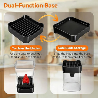 2 Pack Fruit Slicer Cup for Strawberry, Banana, Hard-Boiled Egg - Detachable Cutter with Push Plate - Rapid & Safe Slicing Kitchen Gadget for Quick Meal Prep (Black)
