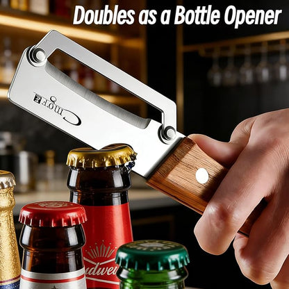 TEEVEA Vegetable Peeler, Stainless Steel Wooden Handle for Potato, Apple | Multifunctional, Ultra Sharp Zero-Snag Blade, Heavy Duty, Bottle Opener, Right-Hand Grip, Premium Fruit Veggie Kitchen Tool