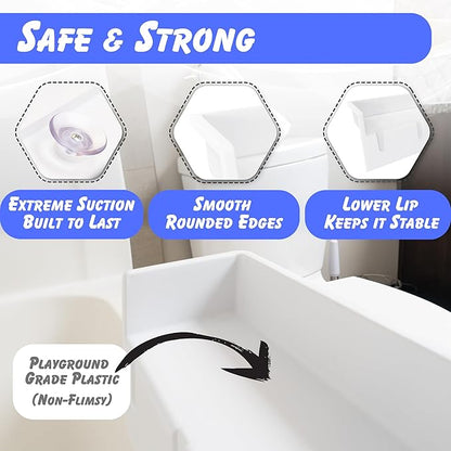 Tub Topper® Bathtub Splash Guard & Bath Shelf for Kids – Toddler Bath Tray, Bath Toys Storage & Ledge Organizer – Splash Guard for Bathtub with Suction Cups – Kids Bathroom Accessories (White)
