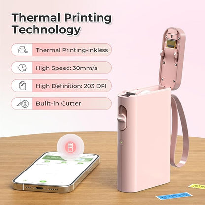 Nelko Label Maker Machine with Tape, P21 Bluetooth Label Printer, Wireless Mini Label Makers with Multiple Templates for Organizing Office Home, Pink