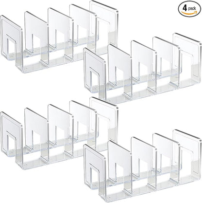 SAYEEC Acrylic File Holder, Clear File Sorter Desk File Organizer, Sturdy Desktop File Folder Organizer Rack for Envelopes Mail Letter Paper Notebook Electronics Office Supplies (4 Sections, 4 Pack)