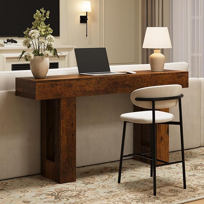 63 Inches Long Console Table for Entryway with Drawers, Wooden Sofa Table Behind Couch, Entry Table for Living Room, Foyer, Hallway, Distressed Brown