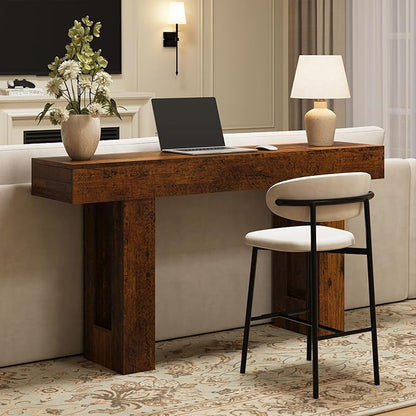 63 Inches Long Console Table for Entryway with Drawers, Wooden Sofa Table Behind Couch, Entry Table for Living Room, Foyer, Hallway, Distressed Brown