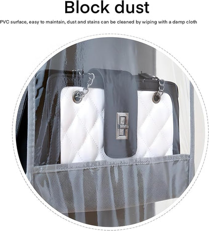Purse organizer for closet black 8 Pocket Hanging Wallet Handbag Organizer 360° Rotatable Metal Hook Closet Organizers and Storage Gray