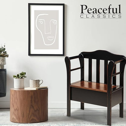 Peaceful Classics Bench with Storage - Small Wooden Storage Bench for Entryway, Hallway, Mudroom, Farmhouse, Bedroom, & Living Room, Amish Handmade Furniture Storage Organizer, Mocha