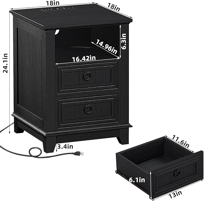 Farmhouse Coffee Table Set of 3, Furniture Set with Charging Station, Coffee Table with Hidden Storage Organizer and Nightsand 3-piece set, Country Center Table Set for Living Room,Office, Home