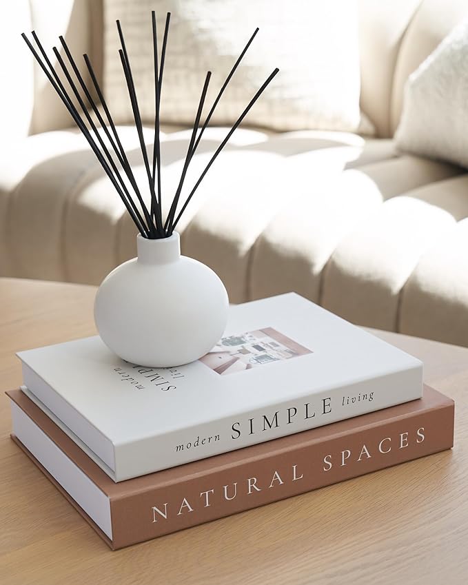 Beautiful Decorative Books - Set of 2 Boxes Enhance Your Coffee Table, Bookshelf or Mantel Shelf Decor - Aesthetic Fake/Faux Books for Modern Home Decoration, Photo Storage and as a Keepsake Box