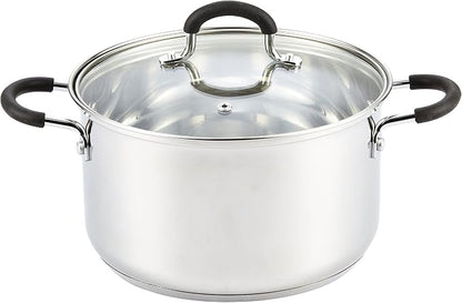 Cook N Home Professional 5 Quart Stainless Steel Stock Pot with Lid | Induction Cookware for Soup, Oven Safe, Dishwasher Safe