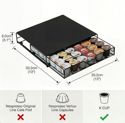 DecoBrothers K-Cup Holder Drawer for 36 Coffee Pods Storage, Black