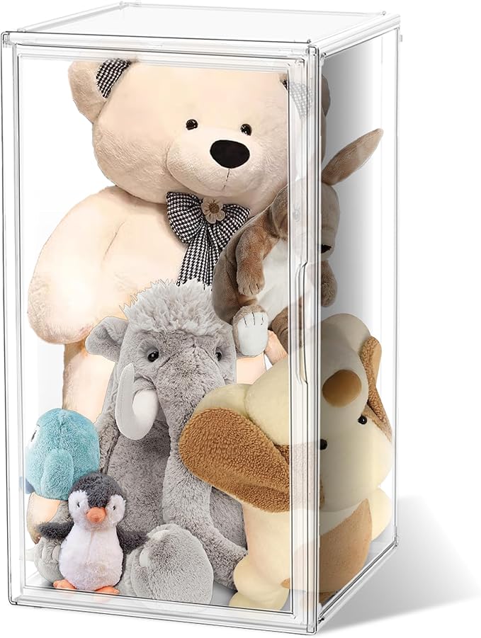 23.6'' Tall Acrylic Display Case XXXXX-Large Purse Handbag Organizer 13.8''x 12.2''x 23.6'' Clear Tall Boot Totes Storage Box Transparent Huge Figure Collectibles Showcase with Magnetic Lid