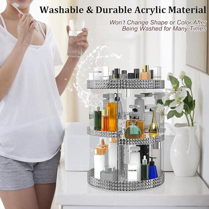 Awenia Makeup Organizer 360-Degree Rotating, Adjustable Makeup Storage, 7 Layers Large Capacity Cosmetic Storage Unit, Fits Different Types of Cosmetics and Accessories, Plus Size(Gray)