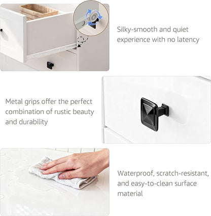 Dresser for Bedroom with Power Outlets Wide Chest of Drawers with 8 Drawers Modern Wooden Dressers with Metal Handle Large Closet Store Organizer for Bedroom Living Room Hallway Closet White