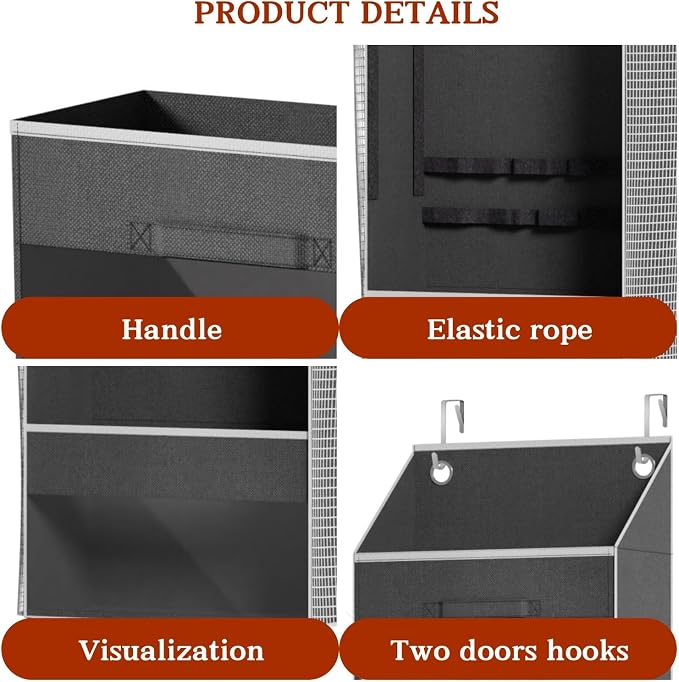 Over Door Wrapping Paper Organizer Storage with 3 Removable Drawers & Side Pockets – Dual Use Design with Elastic Straps – Christmas Gift Wrap Storage for Ribbons, Bows, Ornament and Other Tools 1Pack