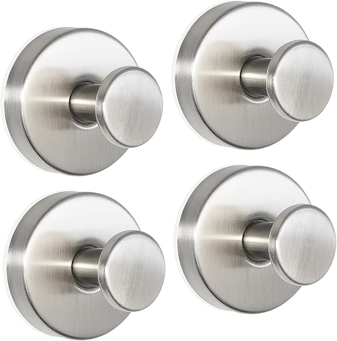 ZESLMG Suction Cup Hooks for Shower, Nickel Wreath Hangers for Front Door Glass Window Bathroom Kitchen Wall, Removable Towel Holder Bath Robe Loofah Coat Hooks No Damage for Hanging, 4 Pack