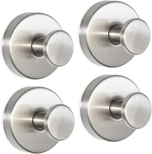 ZESLMG Suction Cup Hooks for Shower, Nickel Wreath Hangers for Front Door Glass Window Bathroom Kitchen Wall, Removable Towel Holder Bath Robe Loofah Coat Hooks No Damage for Hanging, 4 Pack