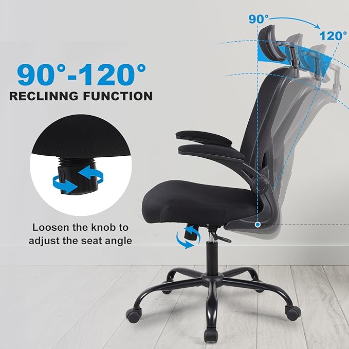 Ergonomic Office Desk Chair- Mesh Home Office Desk Chair with Headrests & Adjustable Armrests,Executive Rolling Chair