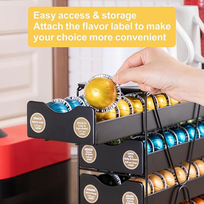 FlagShip for Nespresso Pod Holder Drawer Large Mullti Tier Coffee Pod Holder Vertuo (5 Tier (100Pods))