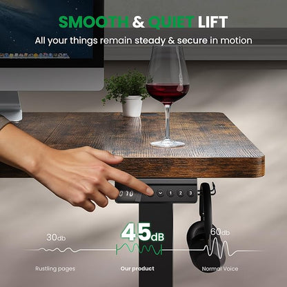 Electric Standing Desk Adjustable - 63x30 Inch Sit Stand Desk with 1 Inch Thick Tabletop, Double Beam Frame, 3 Memory Height Adjustment, Cable Management for Home Office