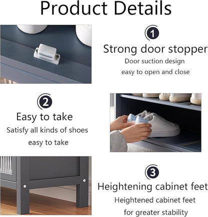 10-Tier Large Shoe Cabinet with Acrylic Doors, Large Capacity Bamboo Shoe Cabinet, 40-45 Pairs Shoe Rack, Free Standing Shoe Rack,Entrance for Hallway Living Room