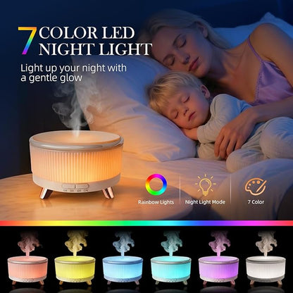 Premium Ultrasonic Essential Oil Diffuser: 500ML Large Capacity, 7-Color Mood Lighting, Remote Control, Timer, Cool Mist Humidifier for Long-Lasting Aromatherapy in Home, Bedroom, Yoga (White)