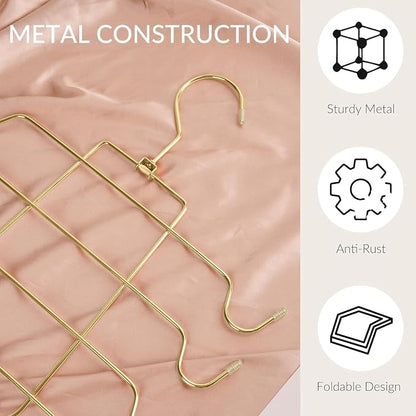 ZEDODIER 3 Pack Tank Top Hanger Space Saving, Bra Hangers for Closet Organizer, Hanging Bra Organizer Tank Tops Holder with 24 Hooks, Metal Closet Organizers and Storage Small Space Solutions, Gold