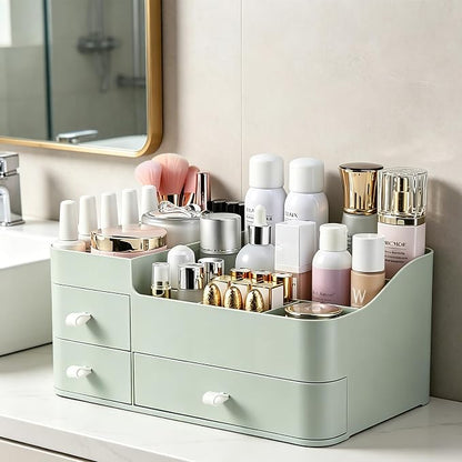 Makeup Organizer with Drawers, Bathroom Counter Organizer, Plastic Cosmetic Display Case, Large Skincare Storage for Vanity Countertop, Ideal for Bedroom Dresser top and Desktop