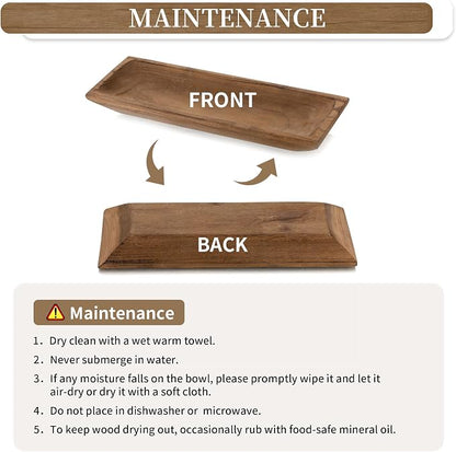Hanobe Decorative Wood Dough Bowl: Large Long Wooden Bowl for Entry Way Table Home Decor - Coffee Table Decor for Living Room - Dining Table Centerpiece Decor, Brown