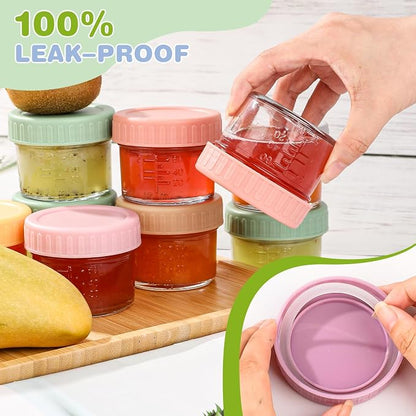 RowinsyDD 32-Pack Leakproof 4oz Glass Baby Food Jars With Lids - BPA Free, Freezer & Microwave Safe