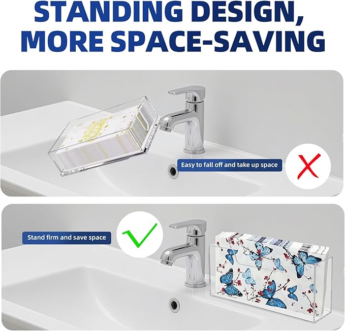 Waterproof Paper Towel holder, Acrylic Napkin Holder, Plastic Napkin Dispenser for Home, Office (Tea-colored)