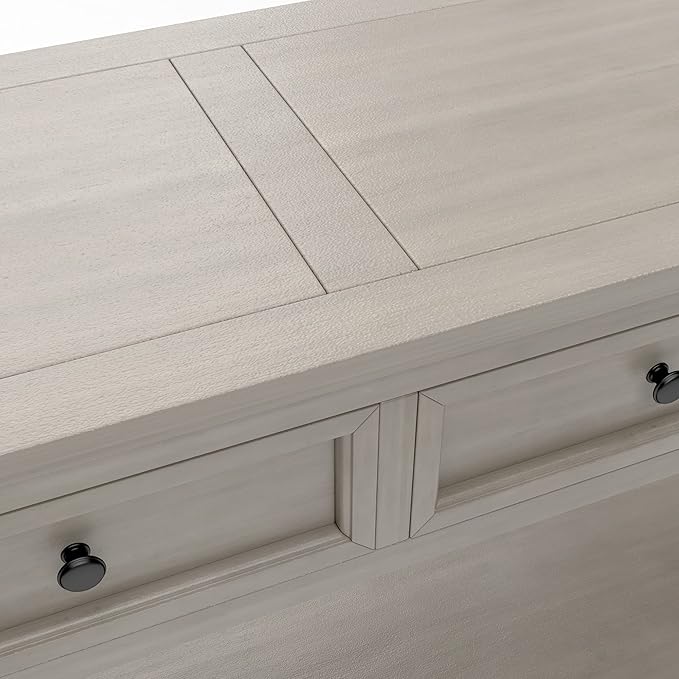 LKTART Solid Wood Console Table,Long Sofa Table Entryway Table with 4 Drawers and Bottom Shelf for Hallway Living Room Couch Table,Easy Assembled (63" Gray Wash)